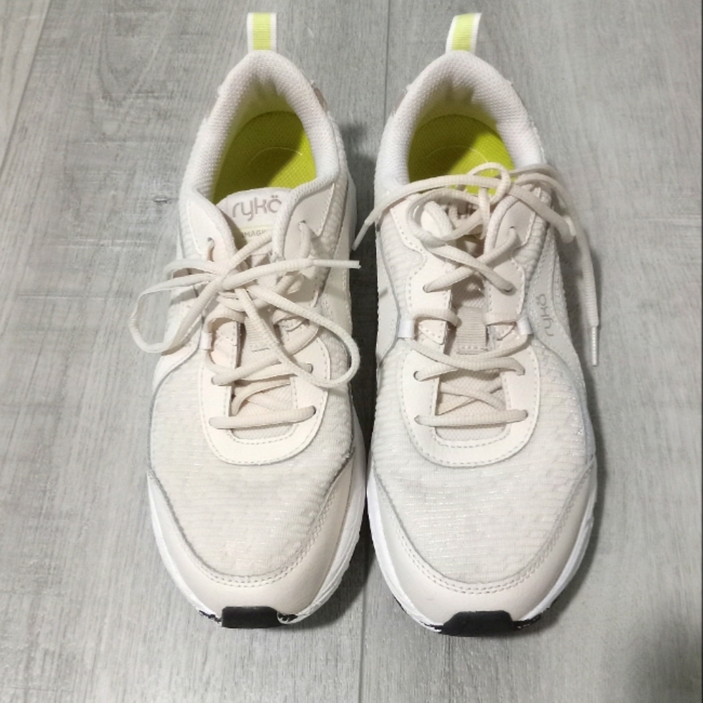Ryka Cream Sneakers with Modern Sole and Minimalist Design